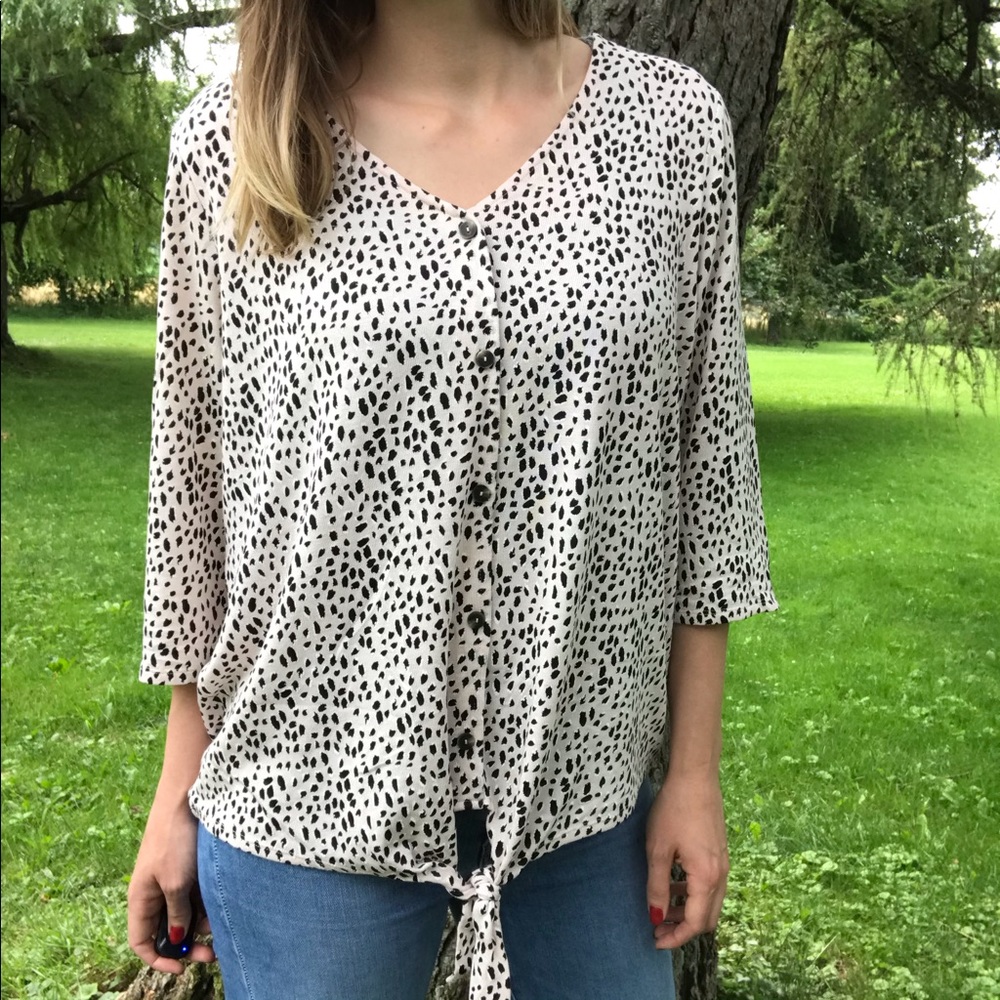 Button Down Animal Print Top